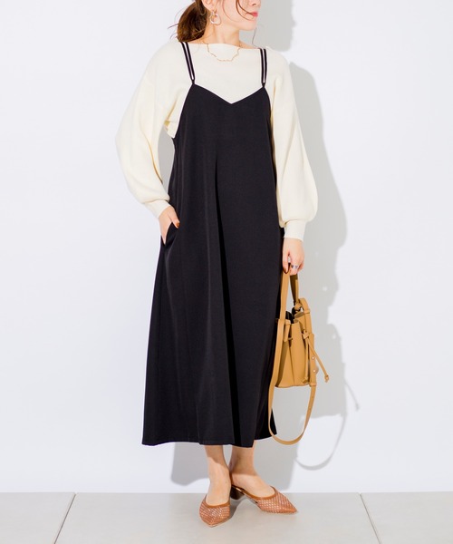 prose verse（プロズヴェール）の「Wストラップサテンキャミワンピ（ワンピース・レディース・グレイッシュベージュ/ミント/ブラック・ﾌﾘ-）」の4枚目の写真