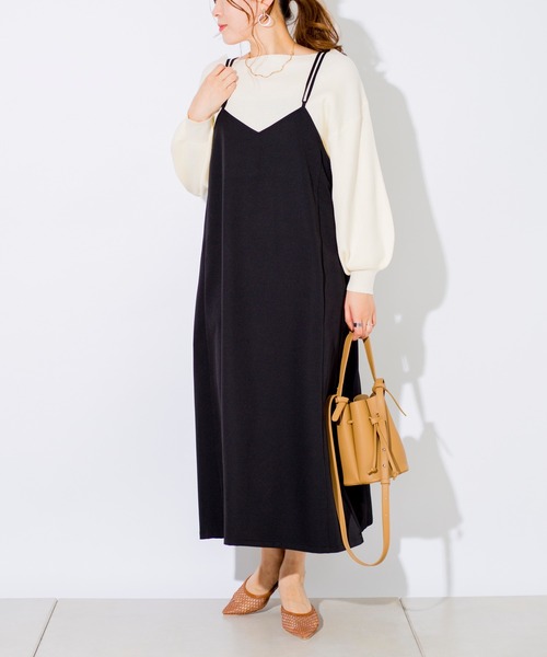 prose verse（プロズヴェール）の「Wストラップサテンキャミワンピ（ワンピース・レディース・グレイッシュベージュ/ミント/ブラック・ﾌﾘ-）」の6枚目の写真