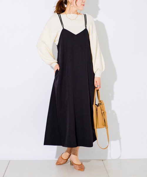 prose verse（プロズヴェール）の「Wストラップサテンキャミワンピ（ワンピース・レディース・グレイッシュベージュ/ミント/ブラック・ﾌﾘ-）」の7枚目の写真