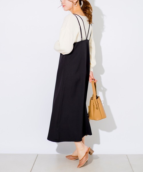 prose verse（プロズヴェール）の「Wストラップサテンキャミワンピ（ワンピース・レディース・グレイッシュベージュ/ミント/ブラック・ﾌﾘ-）」の8枚目の写真