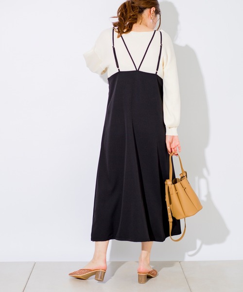 prose verse（プロズヴェール）の「Wストラップサテンキャミワンピ（ワンピース・レディース・グレイッシュベージュ/ミント/ブラック・ﾌﾘ-）」の9枚目の写真