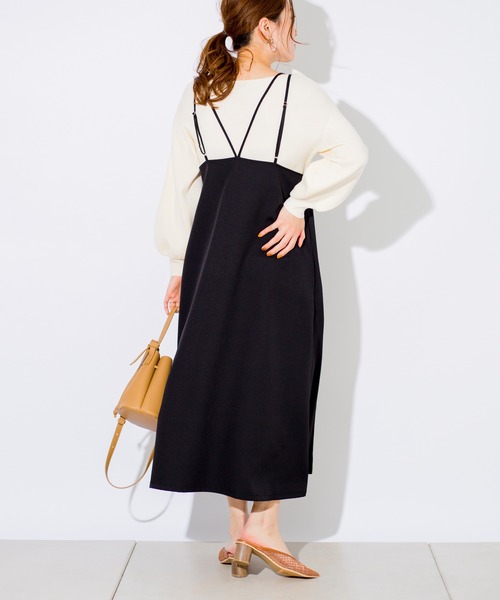 prose verse（プロズヴェール）の「Wストラップサテンキャミワンピ（ワンピース・レディース・グレイッシュベージュ/ミント/ブラック・ﾌﾘ-）」の10枚目の写真