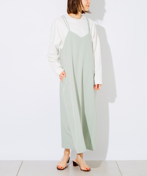 prose verse（プロズヴェール）の「Wストラップサテンキャミワンピ（ワンピース・レディース・グレイッシュベージュ/ミント/ブラック・ﾌﾘ-）」の11枚目の写真