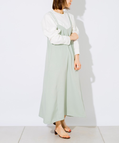 prose verse（プロズヴェール）の「Wストラップサテンキャミワンピ（ワンピース・レディース・グレイッシュベージュ/ミント/ブラック・ﾌﾘ-）」の12枚目の写真