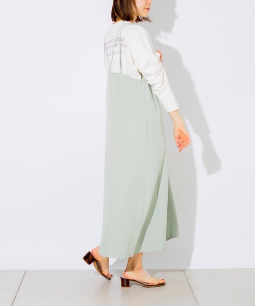 prose verse（プロズヴェール）の「Wストラップサテンキャミワンピ（ワンピース・レディース・グレイッシュベージュ/ミント/ブラック・ﾌﾘ-）」の15枚目の写真