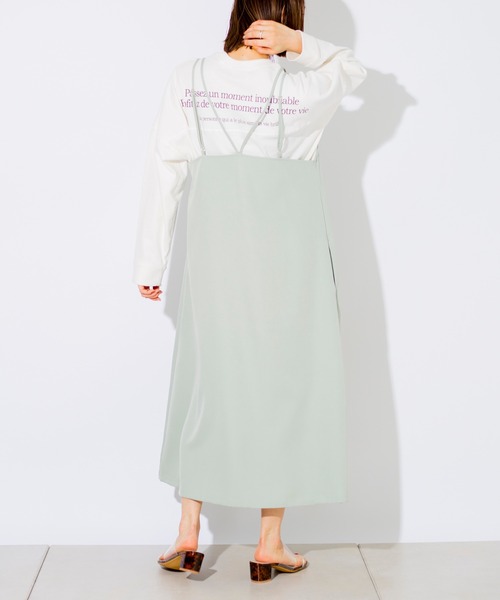 prose verse（プロズヴェール）の「Wストラップサテンキャミワンピ（ワンピース・レディース・グレイッシュベージュ/ミント/ブラック・ﾌﾘ-）」の16枚目の写真