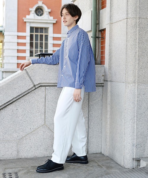 Beauty&Habit(ビューティアンドハビット)の「【Beauty&Habit】ワイドシルエットストライプシャツ(シャツ/ブラウス・メンズ・ネイビー/ブルー・M/L)」の5枚目の写真