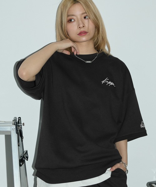 Kappa（カッパ）の「Kappa / カッパ 別注【 エフォートレス ラウンジセットアップ 】 ロゴ刺繍 オーバーサイズ ポンチ半袖スウェット＆ハーフパンツ（ルームウェア/パジャマ・レディース・ブラック/グリーン系その他/ダークグレー/グレイッシュベージュ/杢グレー/ブルー系その他/ピンク系/ダークブラウン/スモークピンク・XL/L/M）」の10枚目の写真