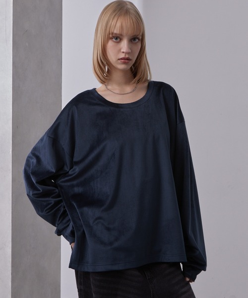 Loose/ルース(ルース)の「ハイドレープトロミ ディープネック ルーズロンT/ベロア(Tシャツ/カットソー・メンズ・ベージュ/オフホワイト/ダークグレー/ブラック/ホワイト/ブルーグリーン/チャコールグレー/アッシュグレー/スモークグレー/ブルーグレー/ブラウン/ワインレッド/ホワイト系/ブラック系/ブルー系・L/S/M/XS)」の14枚目の写真