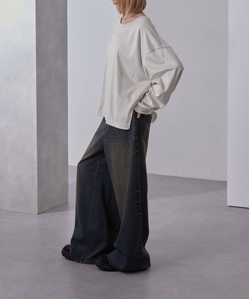 ハイドレープトロミ ディープネック ルーズロンT/ベロア（Tシャツ