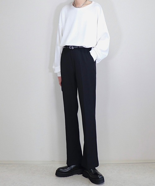 Loose/ルース(ルース)の「ハイドレープトロミ ディープネック ルーズロンT/ベロア(Tシャツ/カットソー・メンズ・ベージュ/オフホワイト/ダークグレー/ブラック/ホワイト/ブルーグリーン/チャコールグレー/アッシュグレー/スモークグレー/ブルーグレー/ブラウン/ワインレッド/ホワイト系/ブラック系/ブルー系・L/S/M/XS)」の18枚目の写真