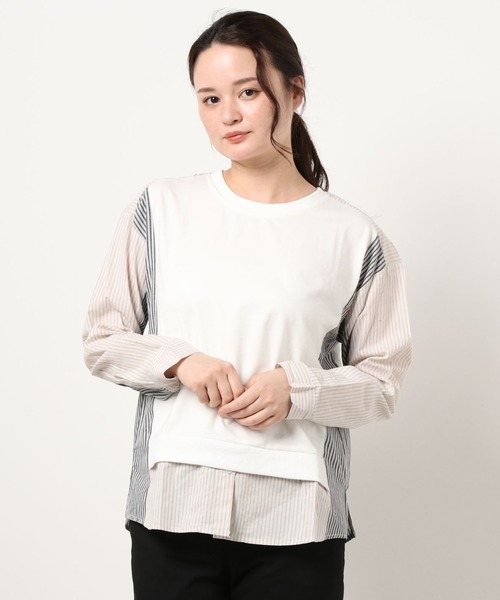ABITOKYO(アビトーキョー)の「レイヤード風異素材スウェットブラウス(シャツ/ブラウス・レディース・ホワイト/ブラック・FREE)」の7枚目の写真