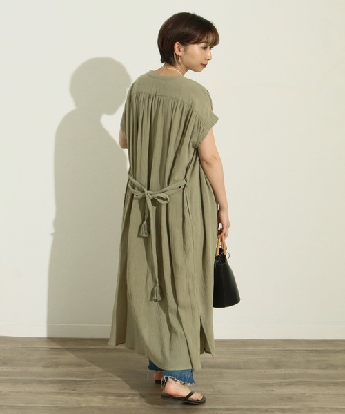 Factor=（ファクターイコール）の「クレープボリュームシャツロングワンピース（シャツワンピース・レディース・ミント/ブラック・FREE）」の11枚目の写真