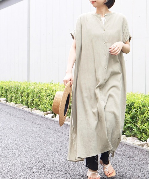 Factor=（ファクターイコール）の「クレープボリュームシャツロングワンピース（シャツワンピース・レディース・ミント/ブラック・FREE）」の20枚目の写真