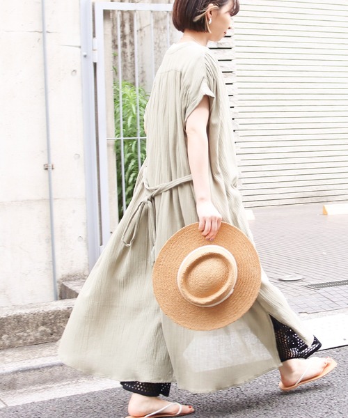 Factor=（ファクターイコール）の「クレープボリュームシャツロングワンピース（シャツワンピース・レディース・ミント/ブラック・FREE）」の21枚目の写真