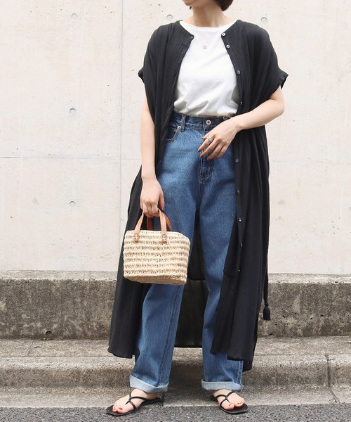 Factor=（ファクターイコール）の「クレープボリュームシャツロングワンピース（シャツワンピース・レディース・ミント/ブラック・FREE）」の13枚目の写真