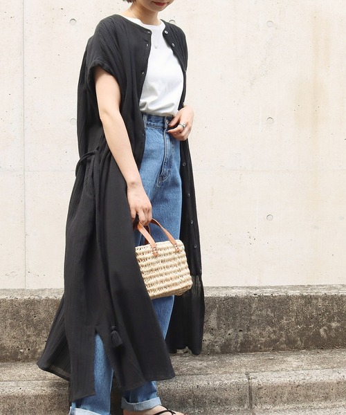 Factor=（ファクターイコール）の「クレープボリュームシャツロングワンピース（シャツワンピース・レディース・ミント/ブラック・FREE）」の14枚目の写真