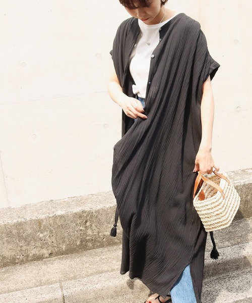 Factor=（ファクターイコール）の「クレープボリュームシャツロングワンピース（シャツワンピース・レディース・ミント/ブラック・FREE）」の16枚目の写真