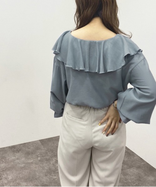 apres jour mignon(アプレジュールミニョン)の「ラッフルエリブラウス 【ZOZOTOWN限定アイテム】(シャツ/ブラウス・レディース・ブラック/オフホワイト/ブルー系その他・フリー/X-LARGE)」の21枚目の写真