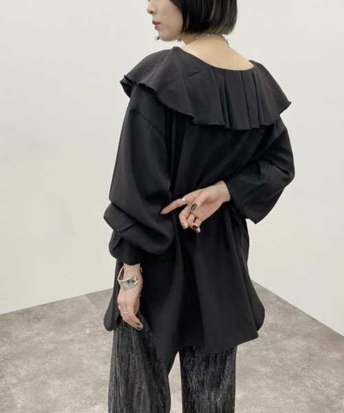 apres jour mignon(アプレジュールミニョン)の「ラッフルエリブラウス 【ZOZOTOWN限定アイテム】(シャツ/ブラウス・レディース・ブラック/オフホワイト/ブルー系その他・フリー/X-LARGE)」の15枚目の写真