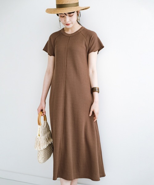 セール ぱっと着てコーデが完成 ちょび袖がかわいいマキシ丈のワッフルワンピース ワンピース Haco ハコ のファッション通販 Zozotown