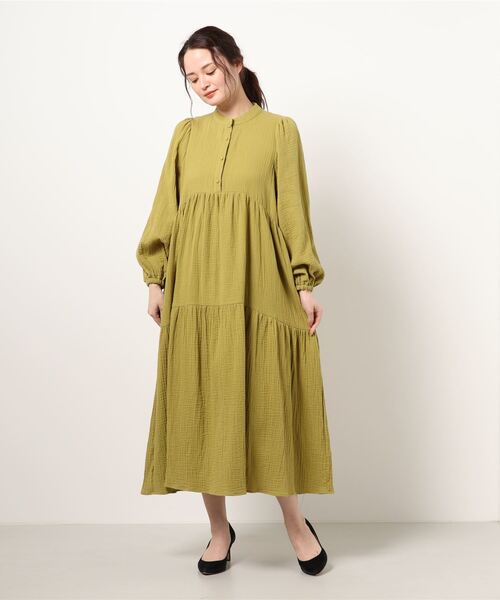 ottilie（オティーリエ）の「コットンガーゼティアードワンピース（ワンピース・レディース・ライトグリーン/ピンク/オフホワイト・FREE）」の7枚目の写真