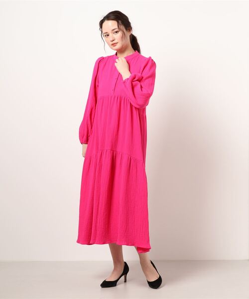 ottilie（オティーリエ）の「コットンガーゼティアードワンピース（ワンピース・レディース・ライトグリーン/ピンク/オフホワイト・FREE）」の6枚目の写真