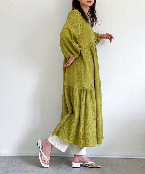 ottilie（オティーリエ）の「コットンガーゼティアードワンピース（ワンピース・レディース・ライトグリーン/ピンク/オフホワイト・FREE）」の22枚目の写真