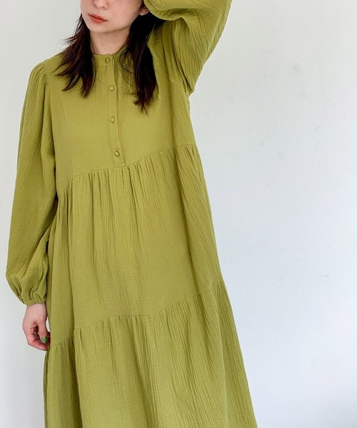 ottilie（オティーリエ）の「コットンガーゼティアードワンピース（ワンピース・レディース・ライトグリーン/ピンク/オフホワイト・FREE）」の21枚目の写真
