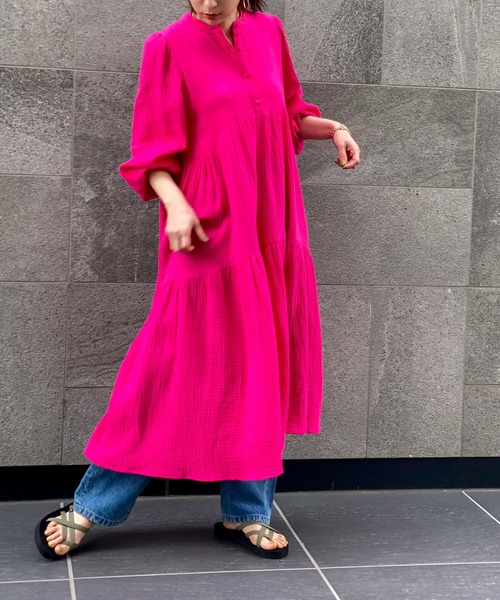 ottilie（オティーリエ）の「コットンガーゼティアードワンピース（ワンピース・レディース・ライトグリーン/ピンク/オフホワイト・FREE）」の13枚目の写真