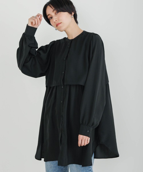 Bou Jeloud（ブージュルード）の「ヨークフラップブラウス（シャツ/ブラウス・レディース・ブラック/オフホワイト/ブルー・FREE）」の3枚目の写真