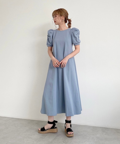 FREE'S MART（フリーズマート）の「【Sシリーズ対応】袖コンシャスカットソーマキシワンピース（ワンピース・レディース・ブラック/ブルー/ホワイト・MEDIUM/SMALL）」の9枚目の写真