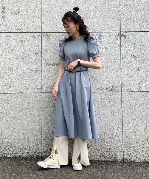 FREE'S MART（フリーズマート）の「【Sシリーズ対応】袖コンシャスカットソーマキシワンピース（ワンピース・レディース・ブラック/ブルー/ホワイト・MEDIUM/SMALL）」の12枚目の写真