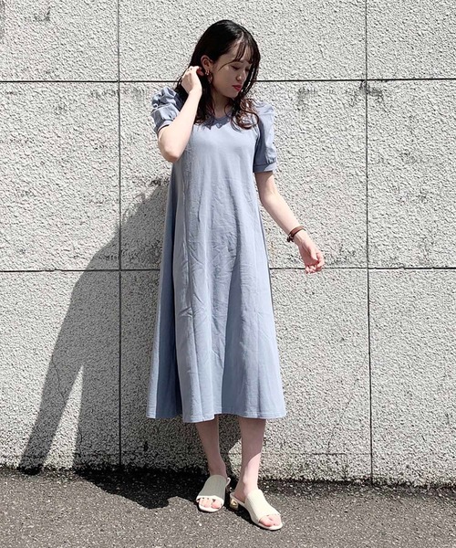 FREE'S MART（フリーズマート）の「【Sシリーズ対応】袖コンシャスカットソーマキシワンピース（ワンピース・レディース・ブラック/ブルー/ホワイト・MEDIUM/SMALL）」の13枚目の写真