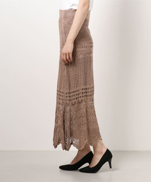 UNRELISH(アンレリッシュ)の「クロシェニットロングスカート(スカート・レディース・モカ・MEDIUM)」の3枚目の写真