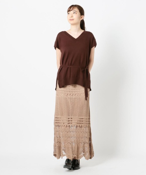 UNRELISH(アンレリッシュ)の「クロシェニットロングスカート(スカート・レディース・モカ・MEDIUM)」の8枚目の写真