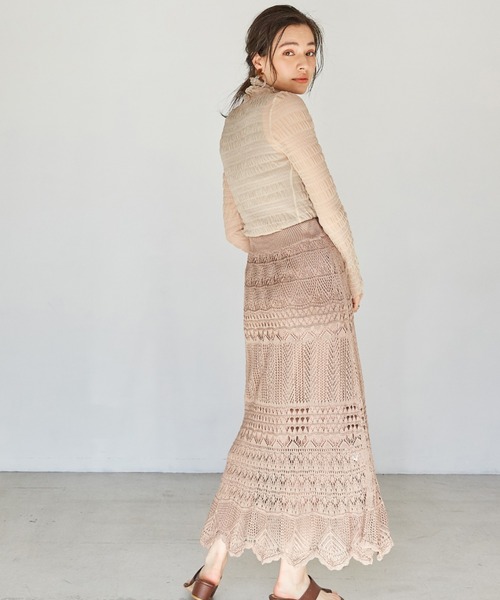 UNRELISH(アンレリッシュ)の「クロシェニットロングスカート(スカート・レディース・モカ・MEDIUM)」の11枚目の写真