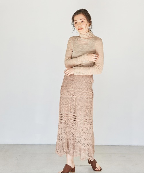 UNRELISH(アンレリッシュ)の「クロシェニットロングスカート(スカート・レディース・モカ・MEDIUM)」の12枚目の写真