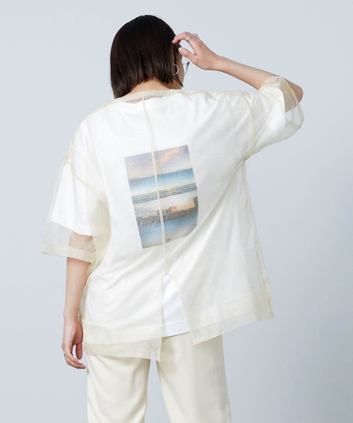 mikke（ミッケ）の「シアーニットプルオーバー（Tシャツ/カットソー・レディース・ブラウン/ピンク/ライトベージュ・FREE）」の2枚目の写真