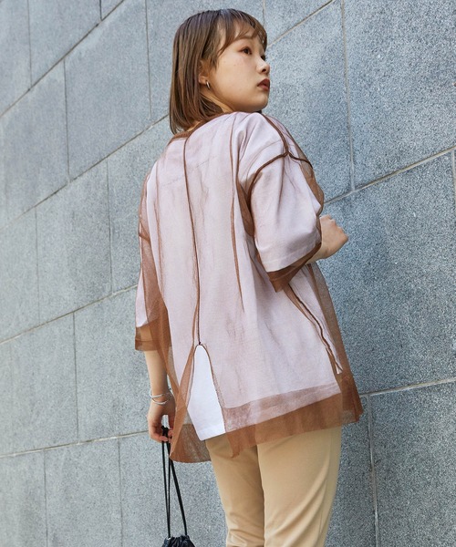 mikke（ミッケ）の「シアーニットプルオーバー（Tシャツ/カットソー・レディース・ブラウン/ピンク/ライトベージュ・FREE）」の5枚目の写真