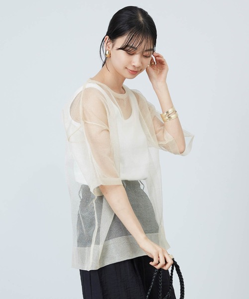 mikke（ミッケ）の「シアーニットプルオーバー（Tシャツ/カットソー・レディース・ブラウン/ピンク/ライトベージュ・FREE）」の16枚目の写真