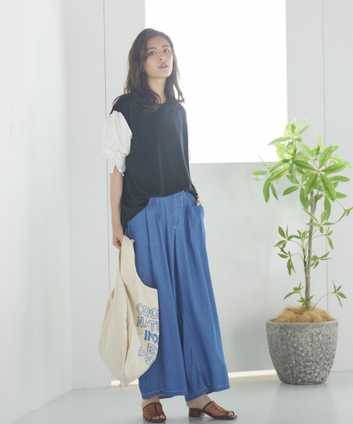 LIPSTAR（リップスター）の「テンセルコンワイドフレアDENIM（デニムパンツ・レディース・ネイビー・S/M）」の6枚目の写真