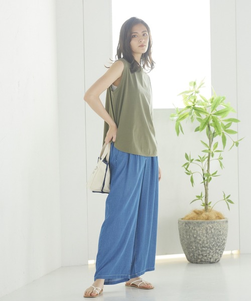 LIPSTAR（リップスター）の「テンセルコンワイドフレアDENIM（デニムパンツ・レディース・ネイビー・S/M）」の4枚目の写真