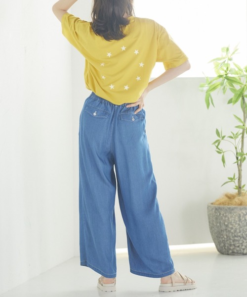 LIPSTAR（リップスター）の「テンセルコンワイドフレアDENIM（デニムパンツ・レディース・ネイビー・S/M）」の9枚目の写真