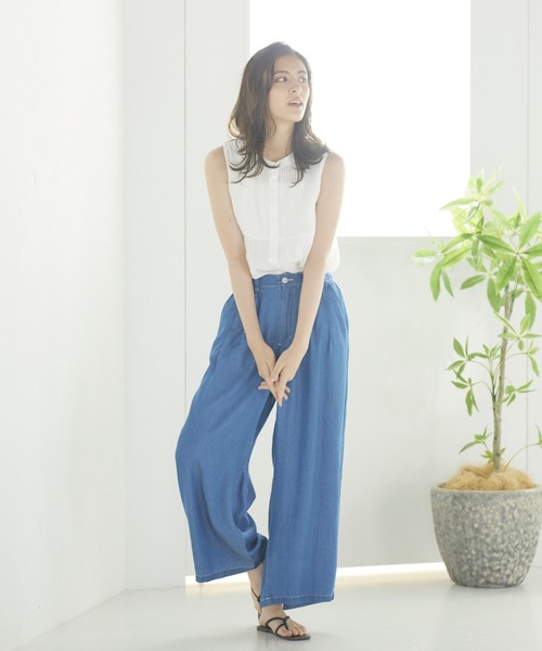 LIPSTAR（リップスター）の「テンセルコンワイドフレアDENIM（デニムパンツ・レディース・ネイビー・S/M）」の14枚目の写真