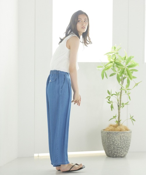 LIPSTAR（リップスター）の「テンセルコンワイドフレアDENIM（デニムパンツ・レディース・ネイビー・S/M）」の7枚目の写真