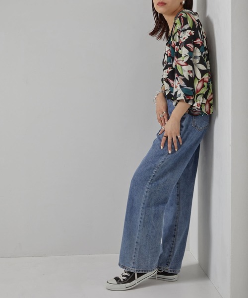 PUBLUX（パブリュクス）の「【PUBLUX/パブリュクス】ボタニカル開襟シャツ　アロハシャツ/花柄シャツ（シャツ/ブラウス・レディース・ブラック・ﾌﾘ-）」の15枚目の写真