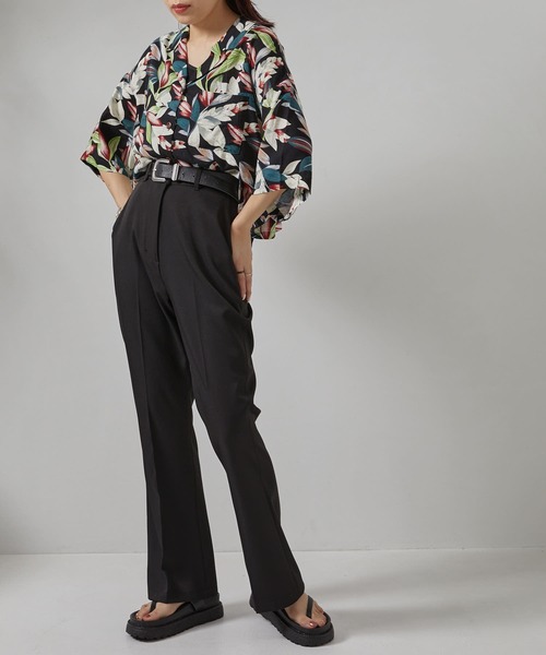 PUBLUX（パブリュクス）の「【PUBLUX/パブリュクス】ボタニカル開襟シャツ　アロハシャツ/花柄シャツ（シャツ/ブラウス・レディース・ブラック・ﾌﾘ-）」の20枚目の写真