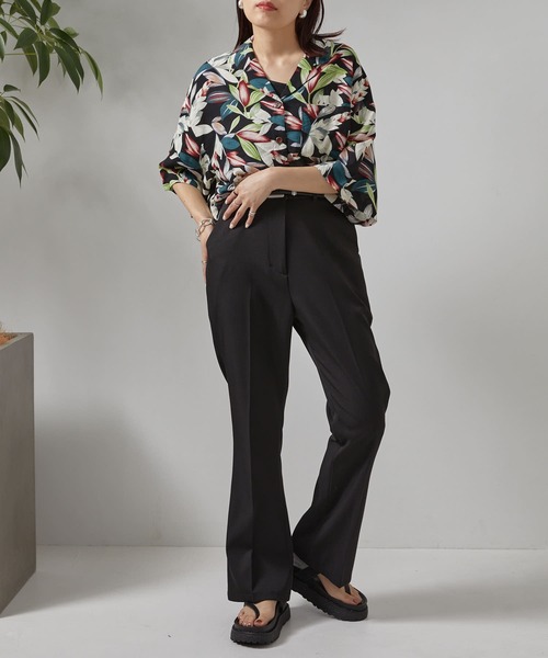 PUBLUX（パブリュクス）の「【PUBLUX/パブリュクス】ボタニカル開襟シャツ　アロハシャツ/花柄シャツ（シャツ/ブラウス・レディース・ブラック・ﾌﾘ-）」の21枚目の写真