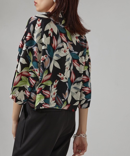 PUBLUX（パブリュクス）の「【PUBLUX/パブリュクス】ボタニカル開襟シャツ　アロハシャツ/花柄シャツ（シャツ/ブラウス・レディース・ブラック・ﾌﾘ-）」の22枚目の写真